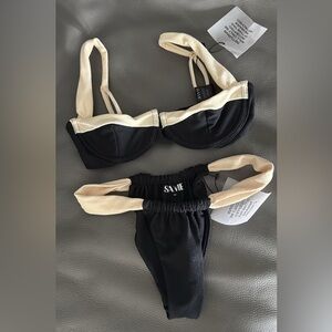 Black and Cream Bikini Set